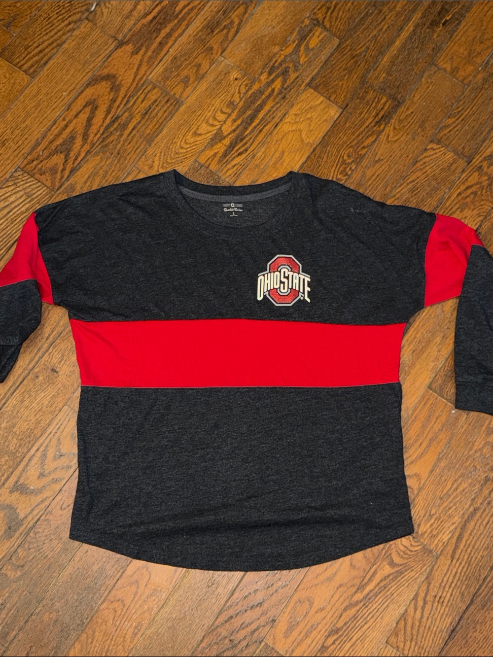 Women's Black & Red Striped Long Sleeve Tee